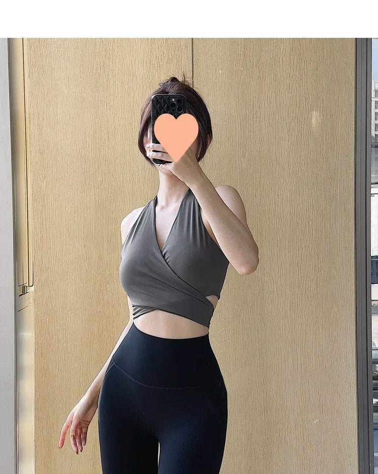 Áo Tập Yoga Nữ V Sâu Eo Thắt Chéo Lưng Thoáng Khí - Daisan Mart