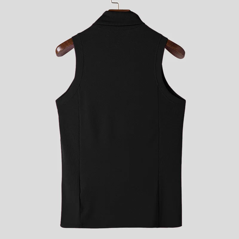 Áo Tank Nam Đen Cổ Lọ Thể Thao Phong Cách Streetwear - Daisan Mart