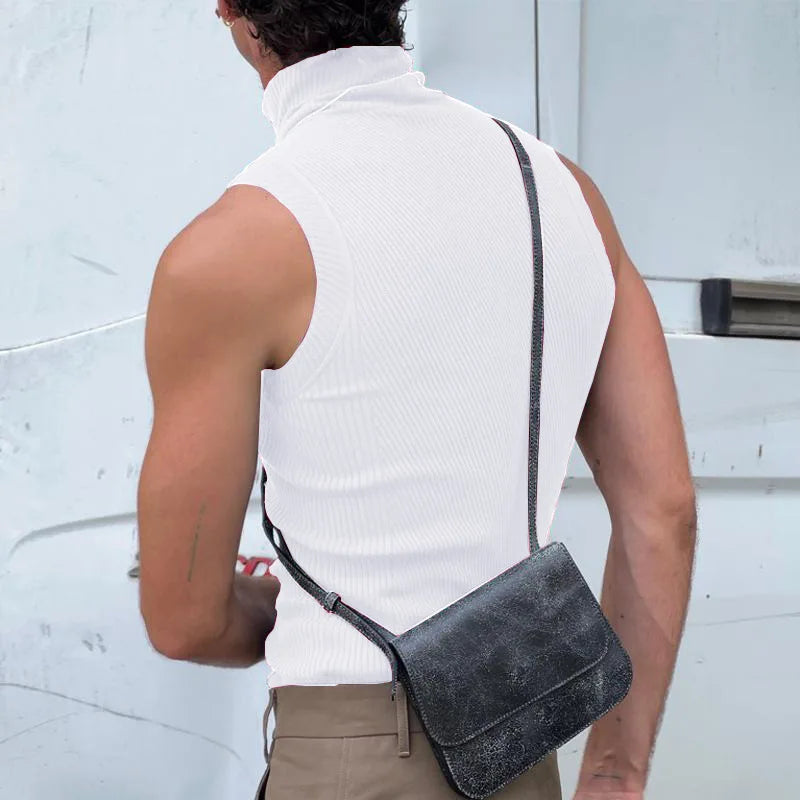 Áo Tank Nam Đen Cổ Lọ Thể Thao Phong Cách Streetwear - Daisan Mart