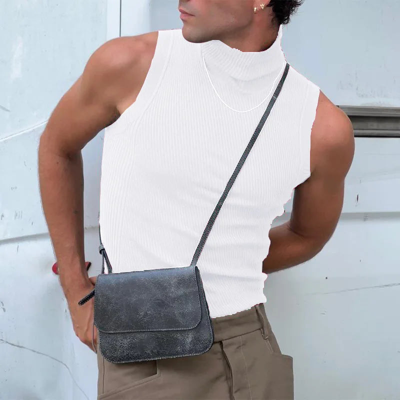 Áo Tank Nam Đen Cổ Lọ Thể Thao Phong Cách Streetwear - Daisan Mart