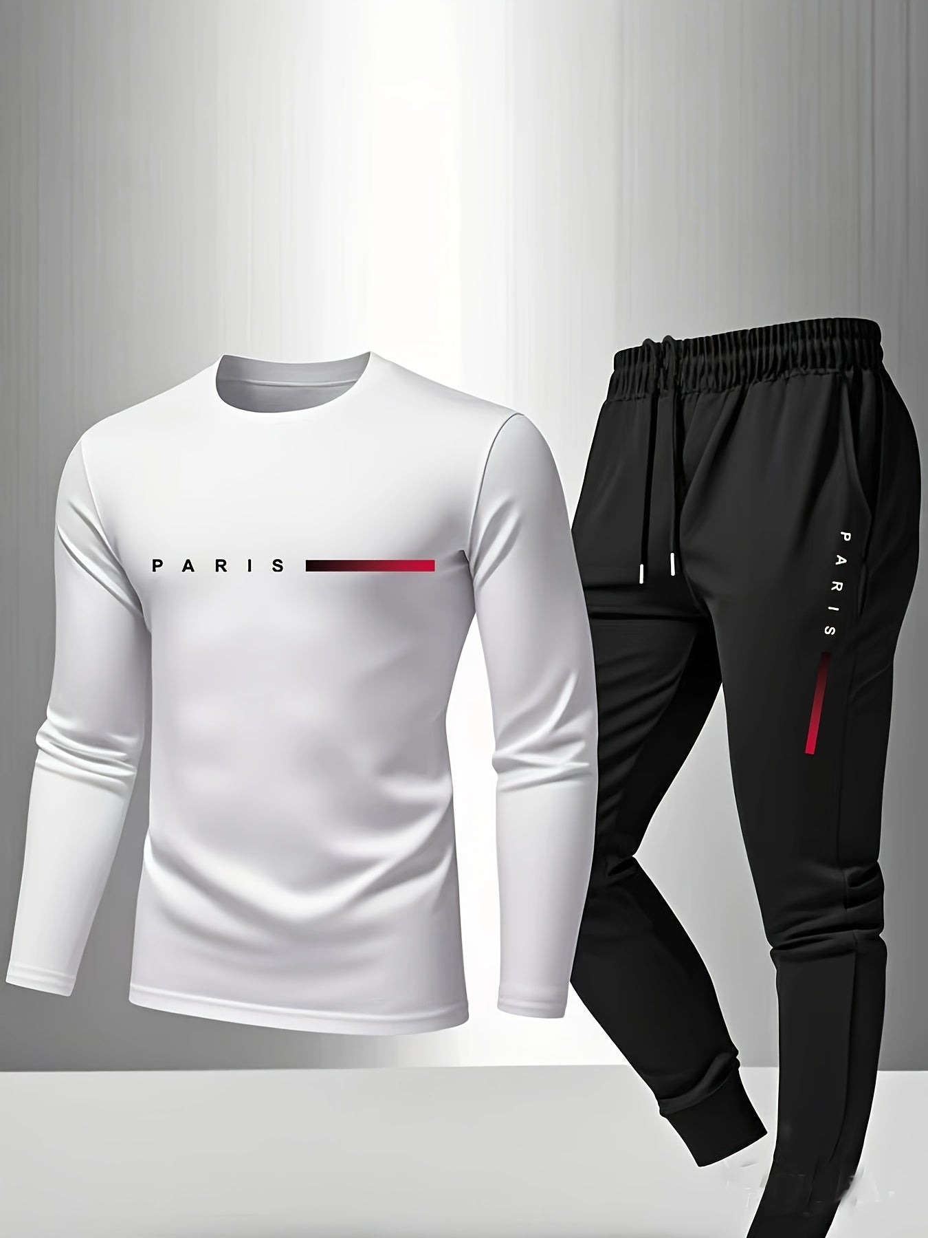 Bộ Thể Thao Nam PARIS - Áo Đỏ & Quần Jogger Đen