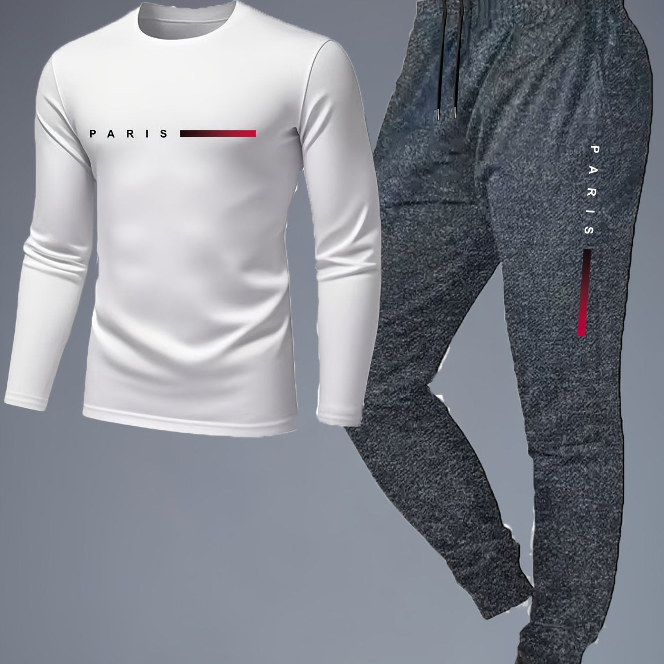 PARIS Men's Tracksuit - Red Shirt &amp; Black Jogger Pants