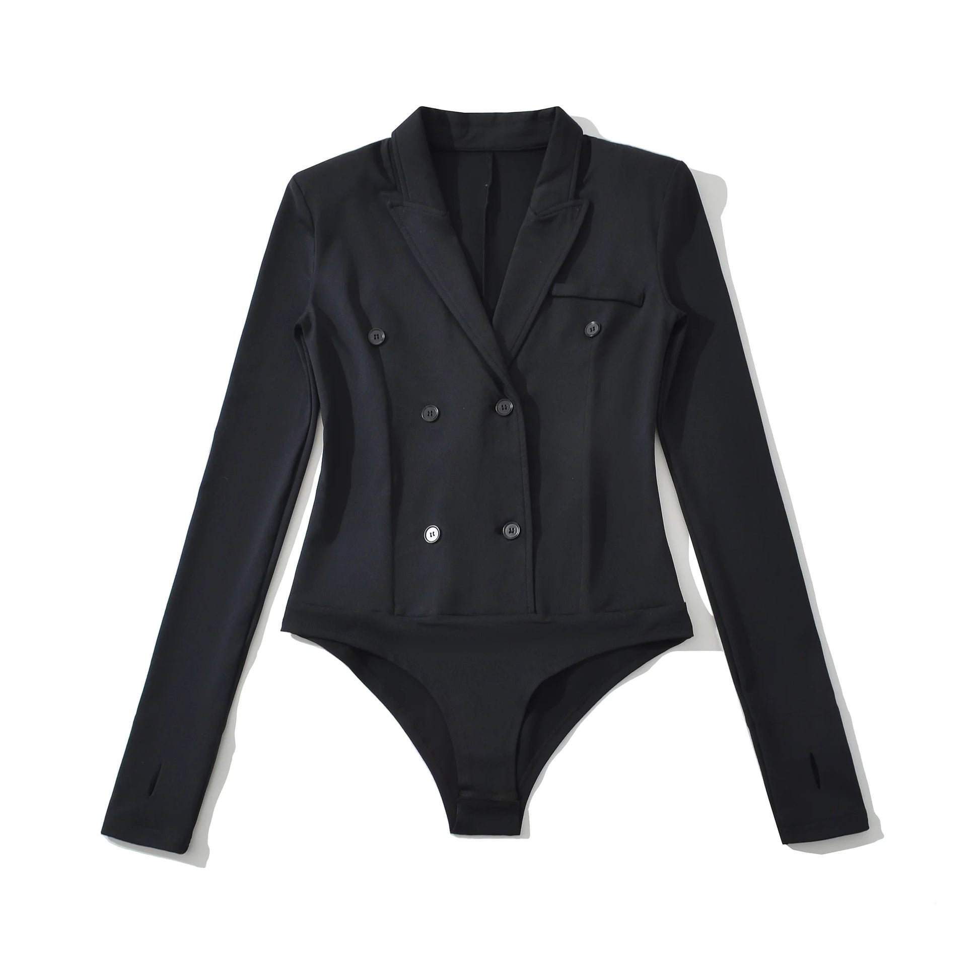 Body Đen Nữ Retro 2025 Tay Dài Cổ Vest Quyến Rũ - Daisan Mart