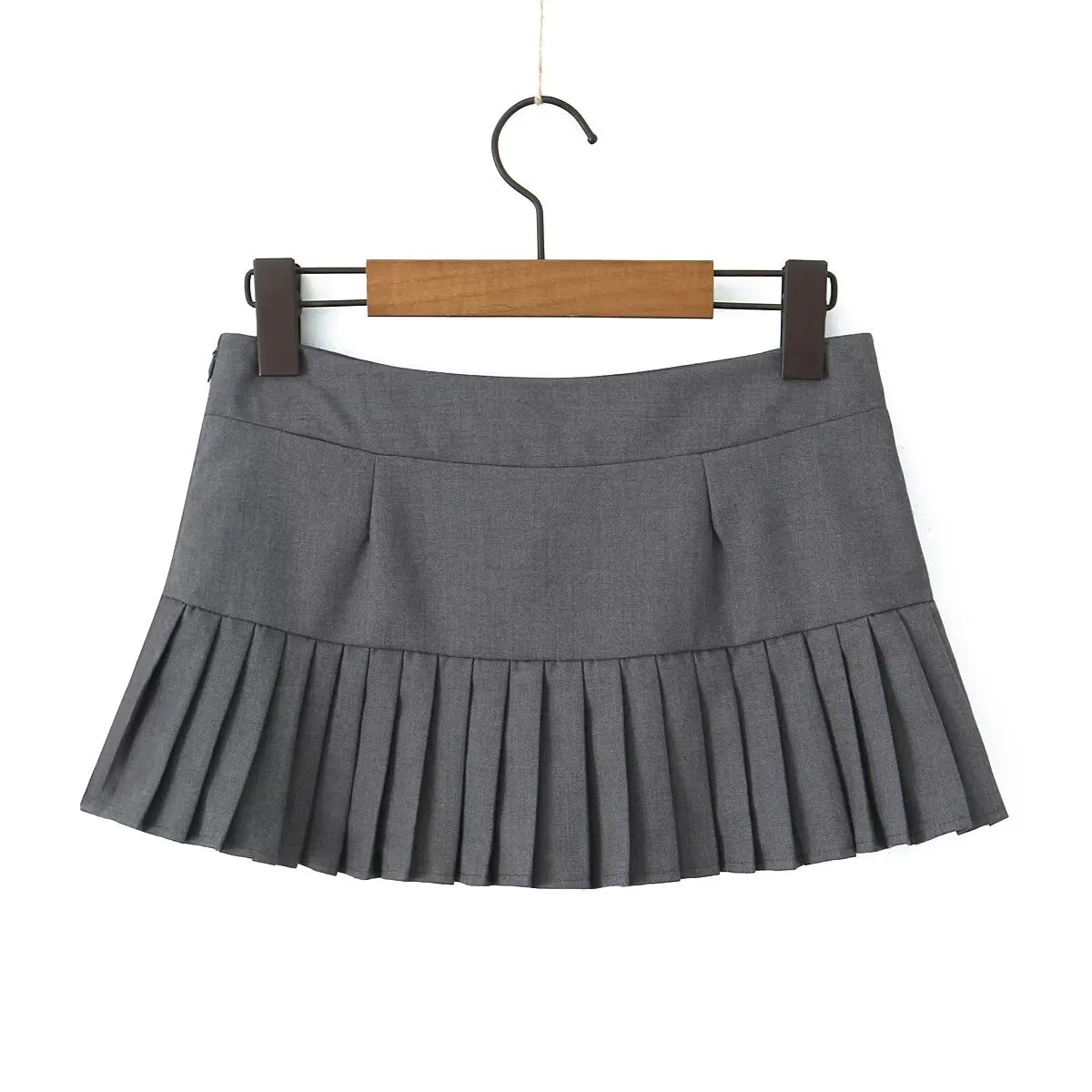 YENKYE Y2K Cool Girl Sexy Low Waist Pleated Mini Skirt Women Side Zipper Black White Gray Summer Skirts - Daisan Mart