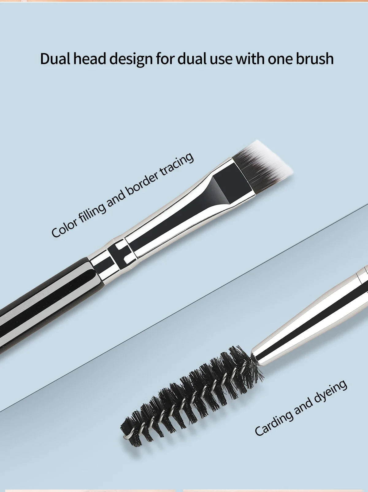 Bút Chải Mày Mi 2 Trong 1 - Đầu Xéo & Chổi Tròn