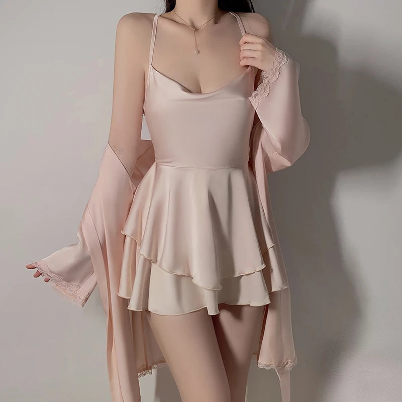 Đầm Lụa 2 Tầng Sexy Dây Yếm Gợi Cảm Màu Trơn - Daisan Mart