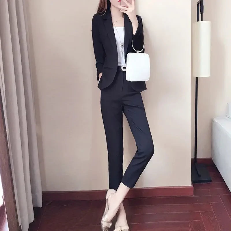 Office Outfit Professional White Wear To Work Trouser Suit Two Piece Set Pants for Women Womens 2 Pant Sets Black Blazer and Xxl - Daisan Mart