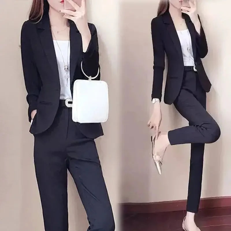 Office Outfit Professional White Wear To Work Trouser Suit Two Piece Set Pants for Women Womens 2 Pant Sets Black Blazer and Xxl - Daisan Mart