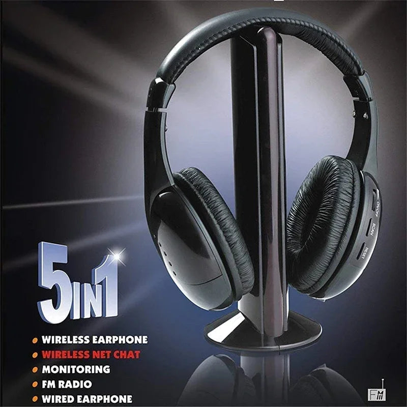 5 in 1 Wireless HiFi Headphones for TV &amp; Computer