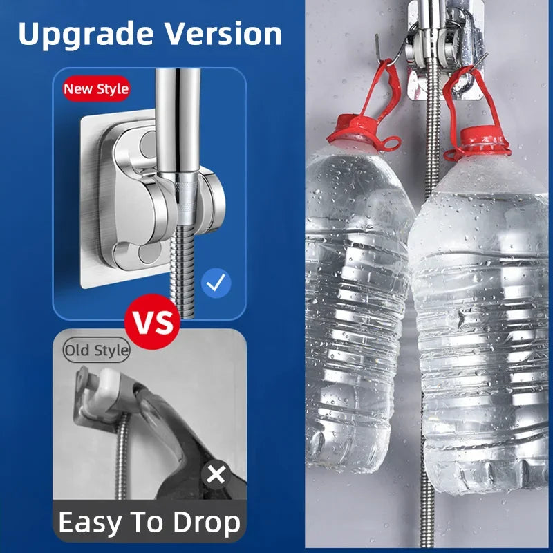 Universal Shower Head Holder No Drill Showerhead Bracket Adjustable Wall Mounted Holder for Bathroom Accessories Stable Rotation - Daisan Mart