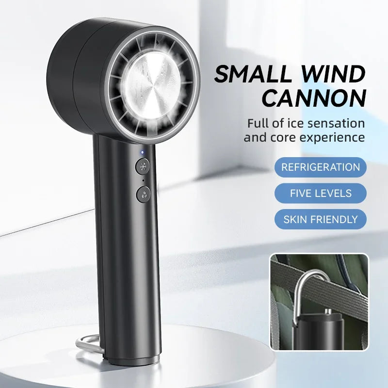 Handheld Turbo Fan Portable USB rechargeable Refrigeration Fan Mini Personal Five-speed Fan for Travel Camping - Daisan Mart
