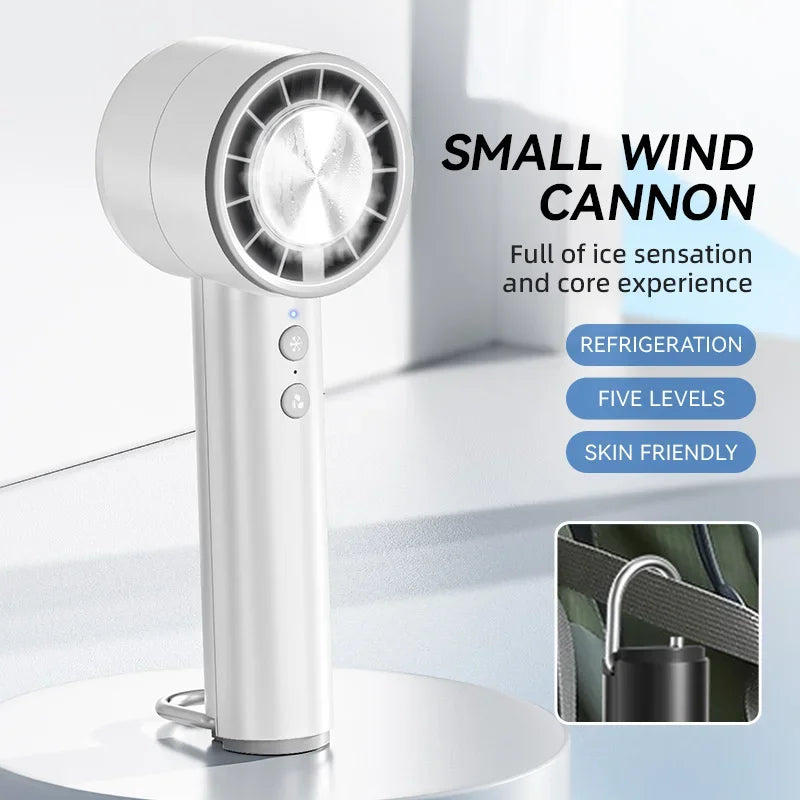 Handheld Turbo Fan Portable USB rechargeable Refrigeration Fan Mini Personal Five-speed Fan for Travel Camping - Daisan Mart