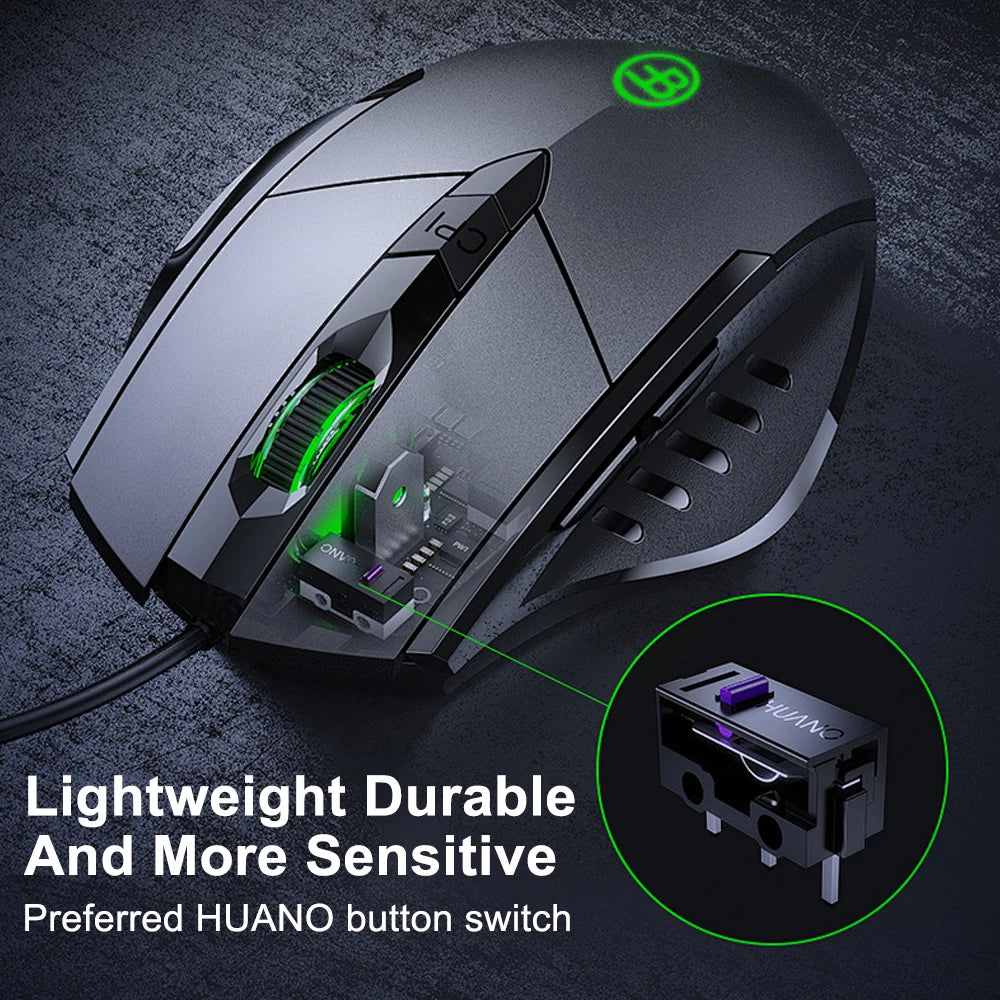 USB Wired Mouse, 7200 DPI Corded Computer Mouse with 6-Button Cord Ergonomic Mice, Officeand game Mouse for Laptop PC Desktop - Daisan Mart