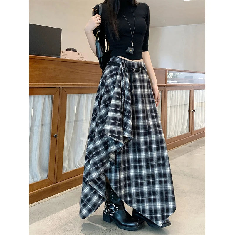 Chân Váy Len Caro Vintage Nữ Y2K Phong Cách Hàn Quốc - Daisan Mart