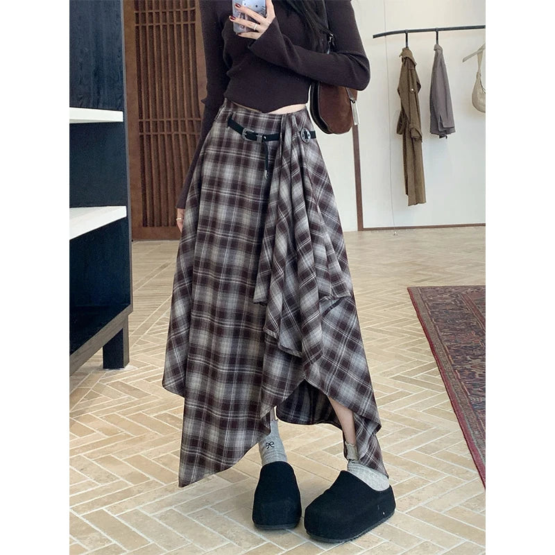 Chân Váy Len Caro Vintage Nữ Y2K Phong Cách Hàn Quốc - Daisan Mart