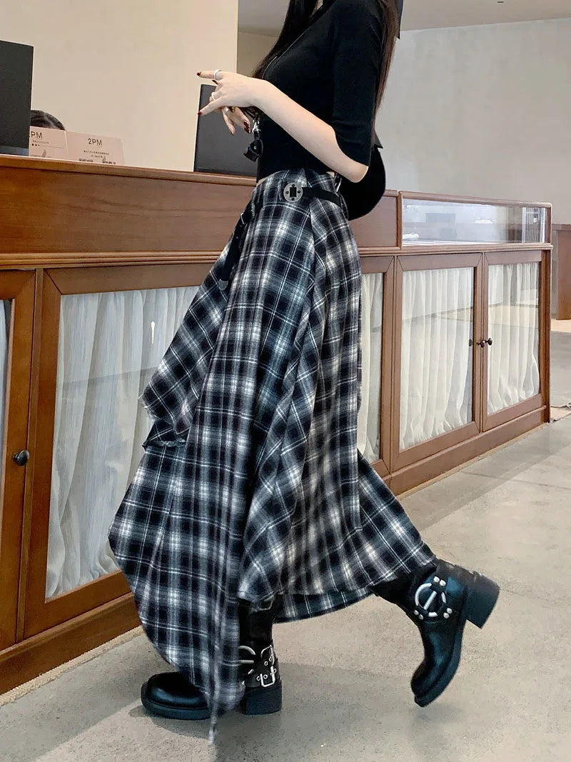 Chân Váy Len Caro Vintage Nữ Y2K Phong Cách Hàn Quốc - Daisan Mart
