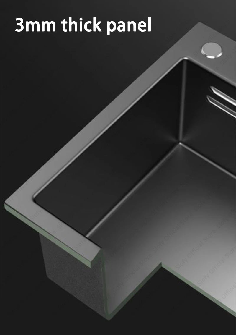 Multifunctional Kitchen Sink Large Capacity Single Bowl Stainless Steel Sink Vegetable Workstation With Faucet Drain Accessories - Daisan Mart