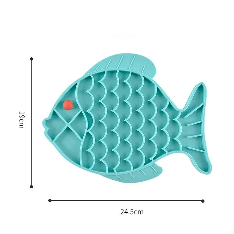 Fish Shaped Slow Feeding Bowl for Dogs and Cats - Silicone Material