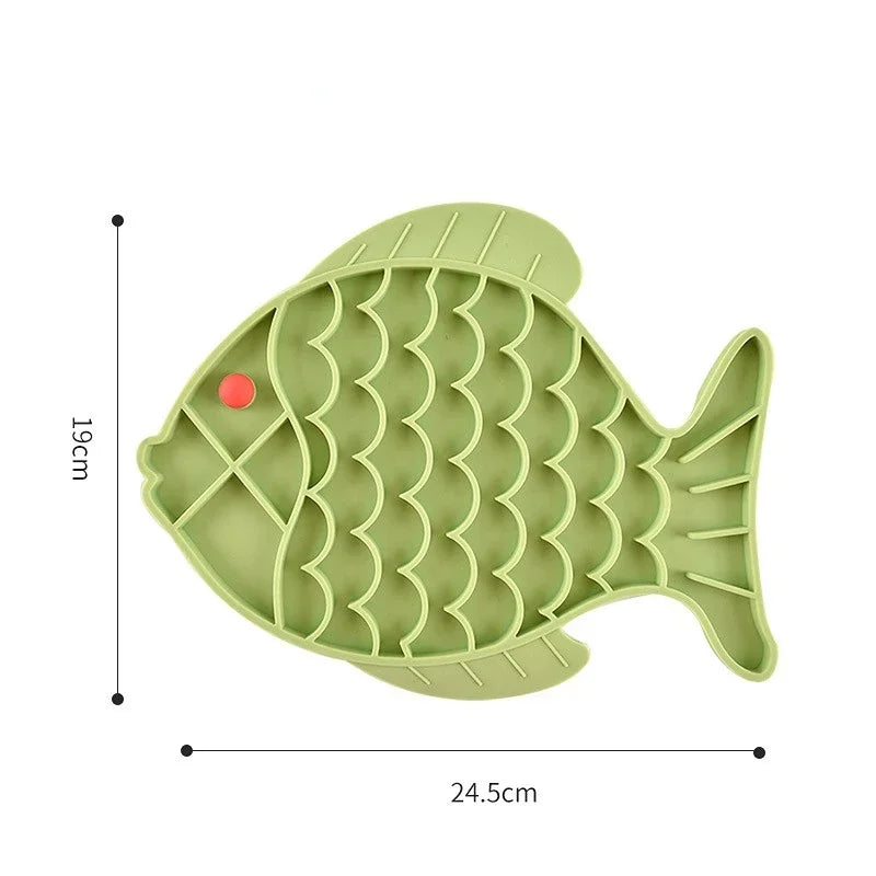 Fish Shaped Slow Feeding Bowl for Dogs and Cats - Silicone Material