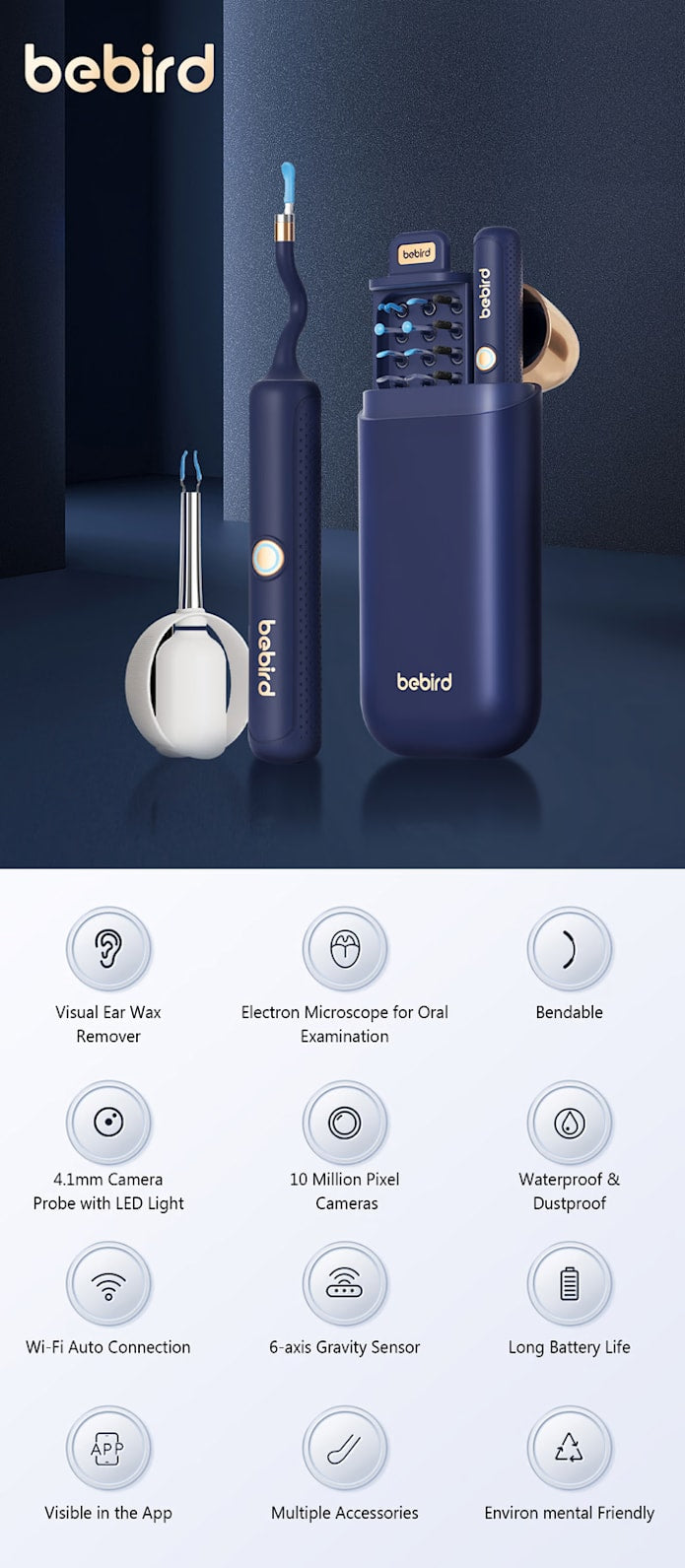 Bebird I35R - Tai Nghe Vệ Sinh Tai HD Không Dây - Daisan Mart