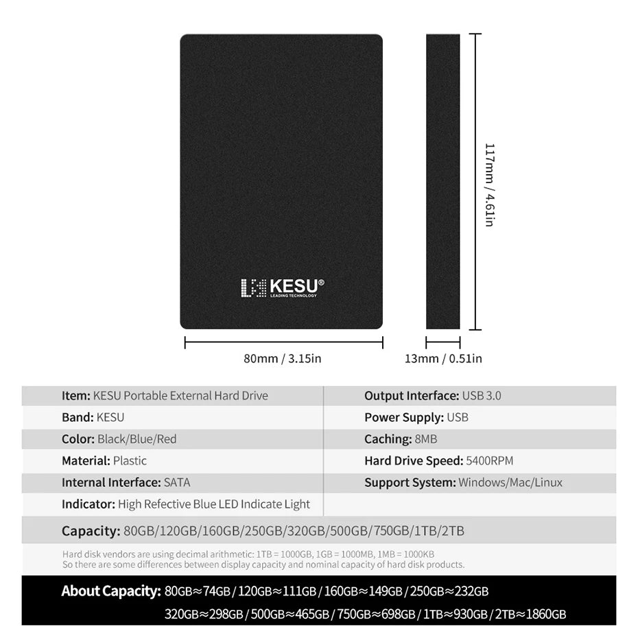 Ổ Cứng Di Động 2TB/1TB/500GB USB 2.5 cho Máy Tính - Daisan Mart