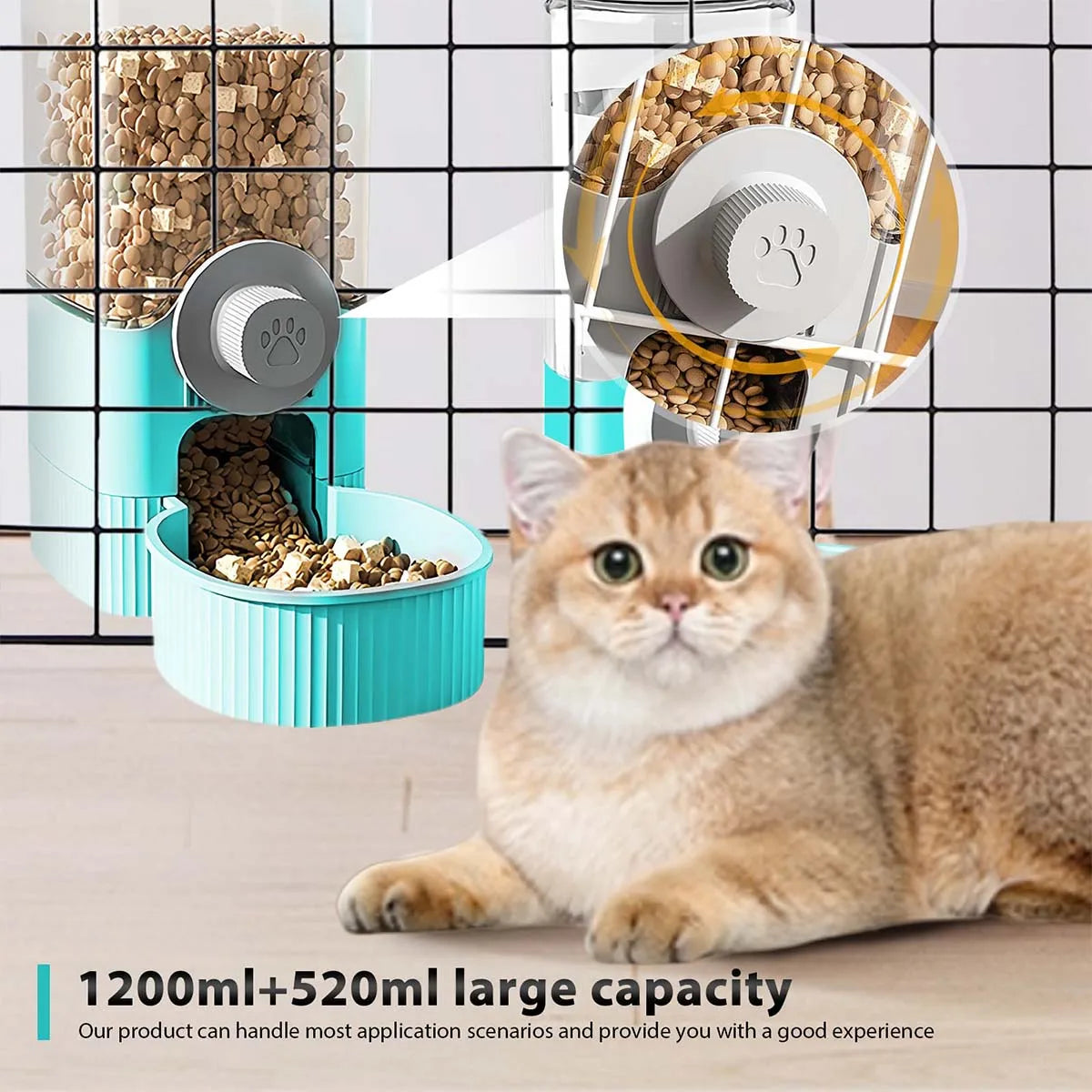 Pet Automatic Water Dispenser and Feeder Set, Hanging Water Dispenser, Automatic Cat Feeder, Dog Cage Hanging Water and Food Supplies, Cat Bowl, Dog Food Bowl - Daisan Mart