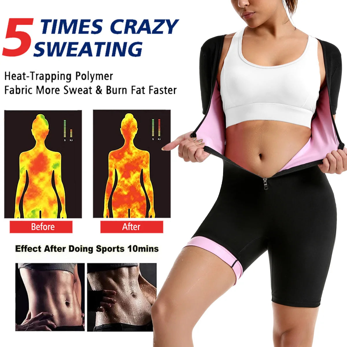 Naisstoo Sauna Suit Women for Weight Loss Fat Burning Full Body Sweat Vest Slimming Waist Trainer Body Shaper - Daisan Mart
