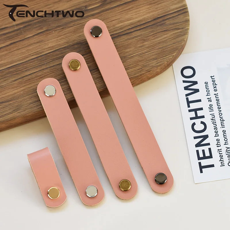 Nordic Style Pink Leather Handle Furniture Drawer Cupboard Kitchen Cabinet Door Knobs Pull Children's Room Cabinet Handles