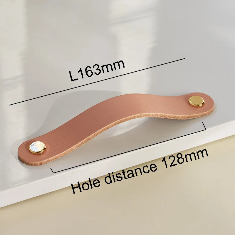 Nordic Style Pink Leather Handle Furniture Drawer Cupboard Kitchen Cabinet Door Knobs Pull Children's Room Cabinet Handles