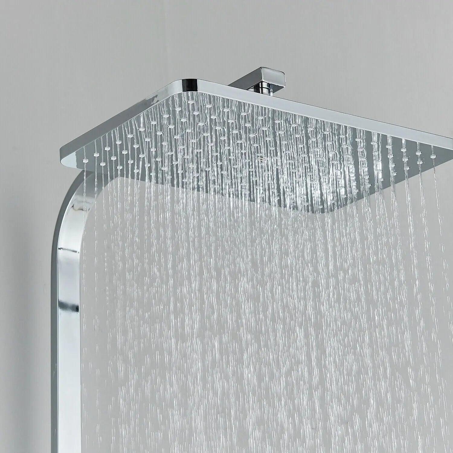 Chrome Brass Shower Faucet Set Rainfall Bathtub Tap With Bathroom Shelf 4 Function Height Adjust Shower Mixer Crane Fast Delivey - Daisan Mart