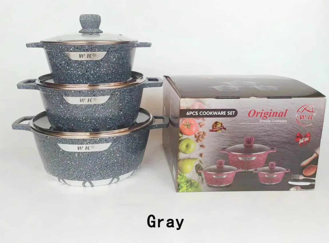 6-Piece Granite Sword Style Cast Aluminum Cookware Set