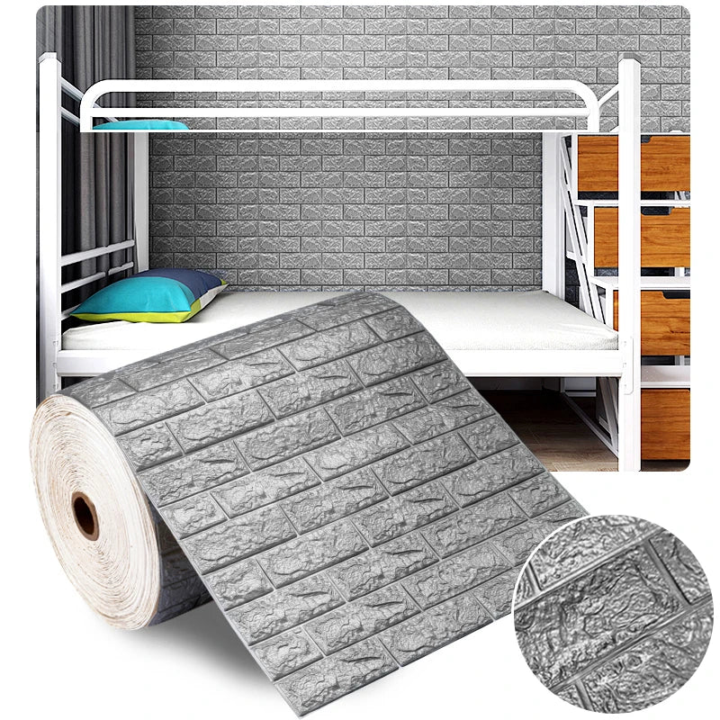 Giấy dán tường 3D chống nước họa tiết gạch 70x100cm