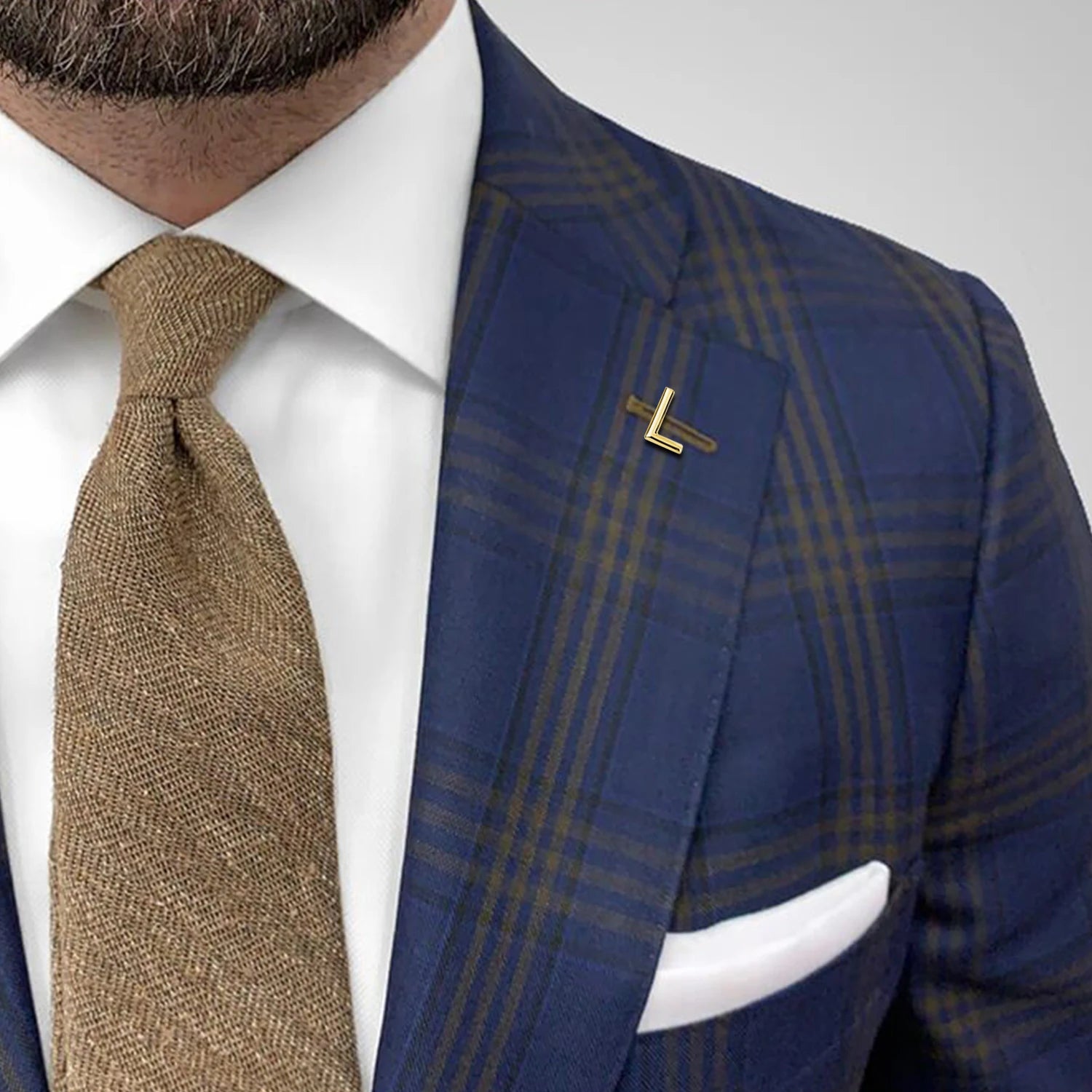 男士及男孩適用的優雅A-Z字母領帶夾