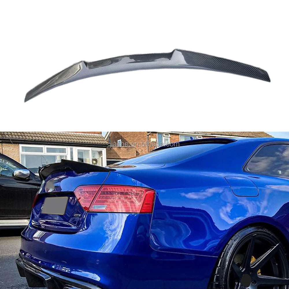 Carbon Fiber Rear Trunk Lip Spoiler Cars Accessories for Audi S5 B8 B8.5 Coupe 2011+ FRP Rear Boot Spoiler Lip Wing Body Kits - Daisan Mart