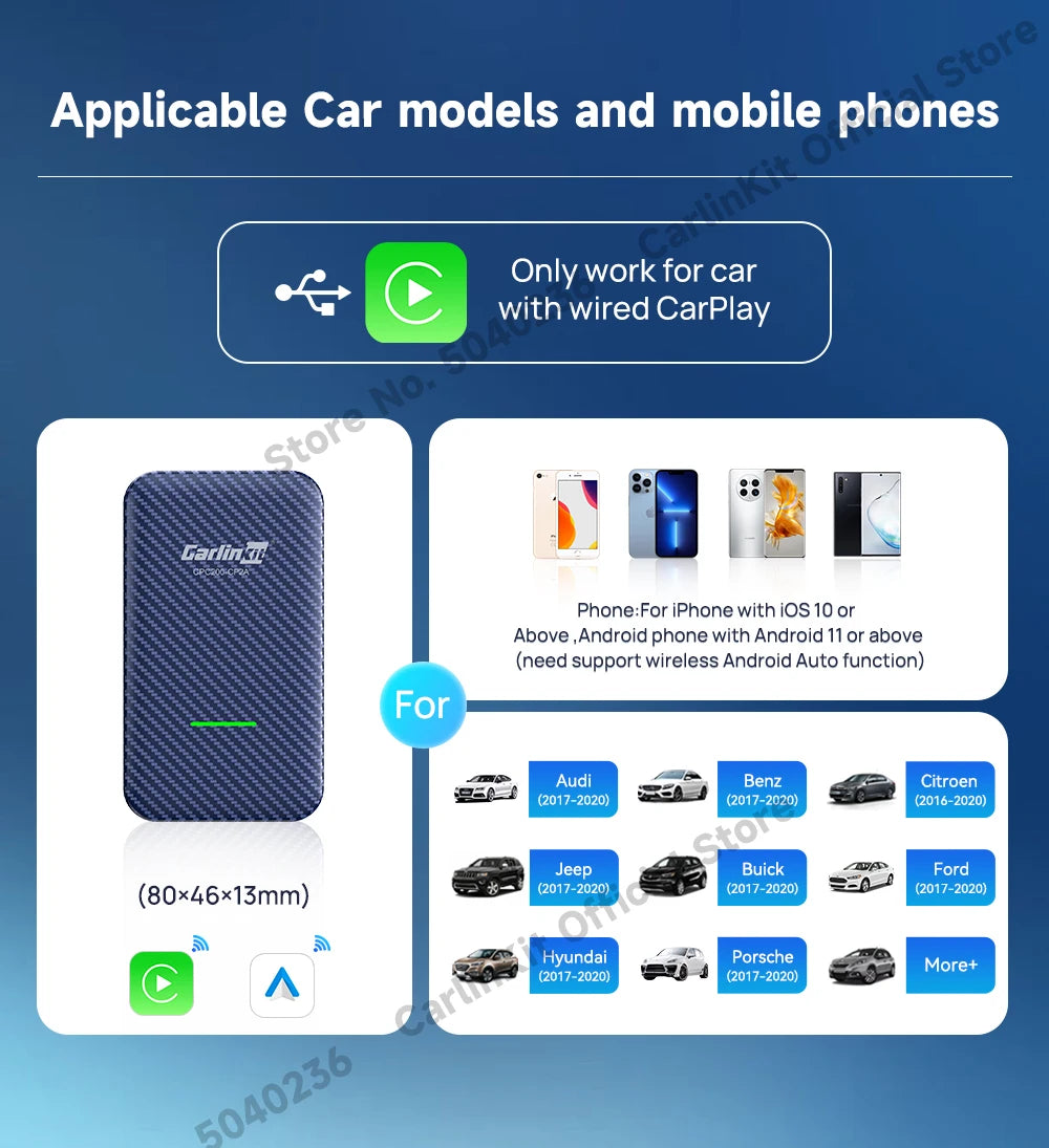 CarlinKit 5.0 4.0 3.0 CarPlay Wireless Dongle Activator Auto-connect For Audi Porshe Benz VW Volvo Toyota Plug&amp;Play MP4 MP5 Play