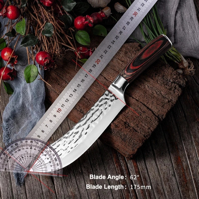 7.6inch Handmade Forged Kitchen Knife Butcher Meat Chopping Cleaver Chinese Chef Knife 5CR15 Stainless Steel - Daisan Mart