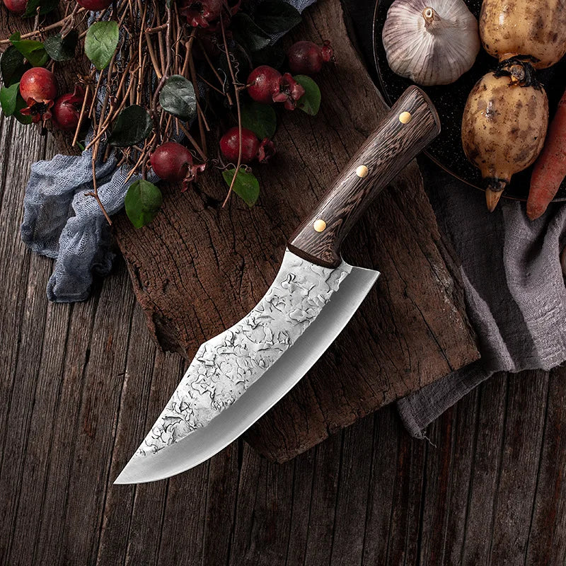 7.6inch Handmade Forged Kitchen Knife Butcher Meat Chopping Cleaver Chinese Chef Knife 5CR15 Stainless Steel - Daisan Mart