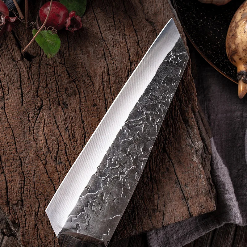 7.6inch Handmade Forged Kitchen Knife Butcher Meat Chopping Cleaver Chinese Chef Knife 5CR15 Stainless Steel - Daisan Mart