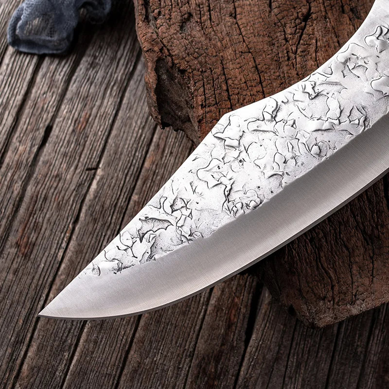 7.6inch Handmade Forged Kitchen Knife Butcher Meat Chopping Cleaver Chinese Chef Knife 5CR15 Stainless Steel - Daisan Mart