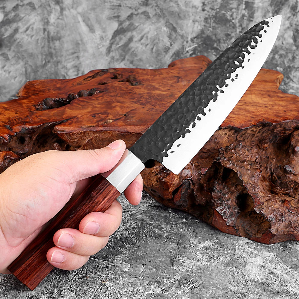 XITUO 8 Inch Japanese Gyuto Chef Knife,5Cr15Mov High Carbon Steel Kitchen Knife,Hand Forged Cooking Knife with Octagonal Handle - Daisan Mart