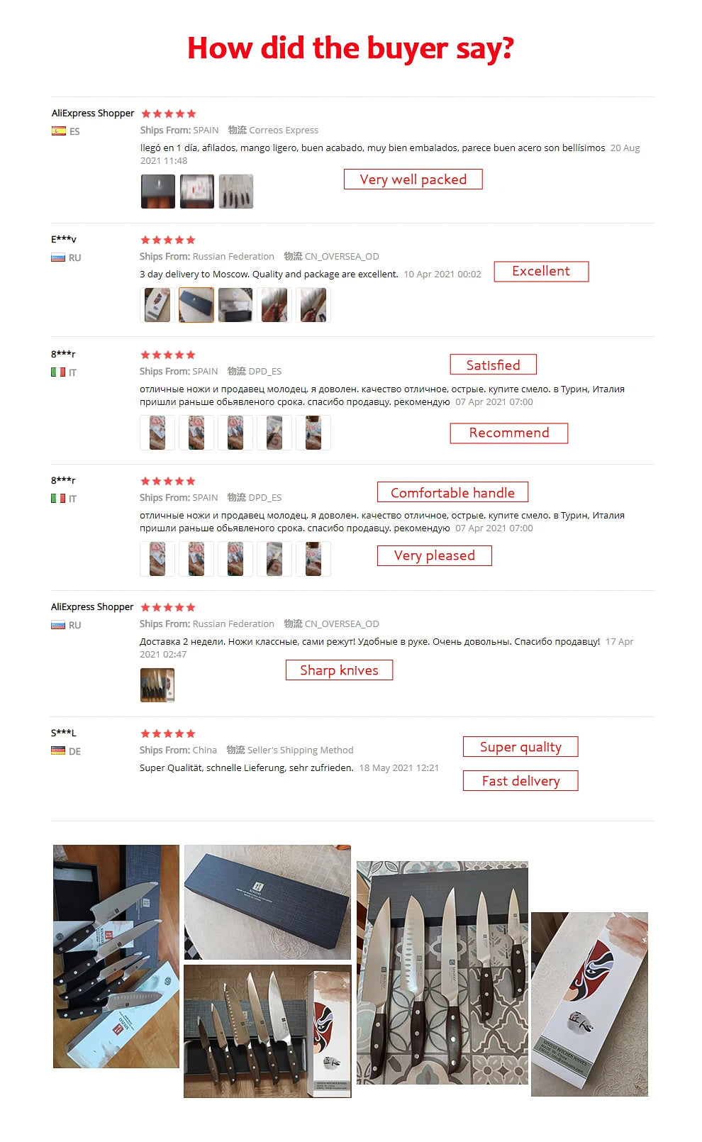 Bộ 6 Dao Nhà Bếp XINZUO Đa Năng Thép Không Gỉ - Daisan Mart