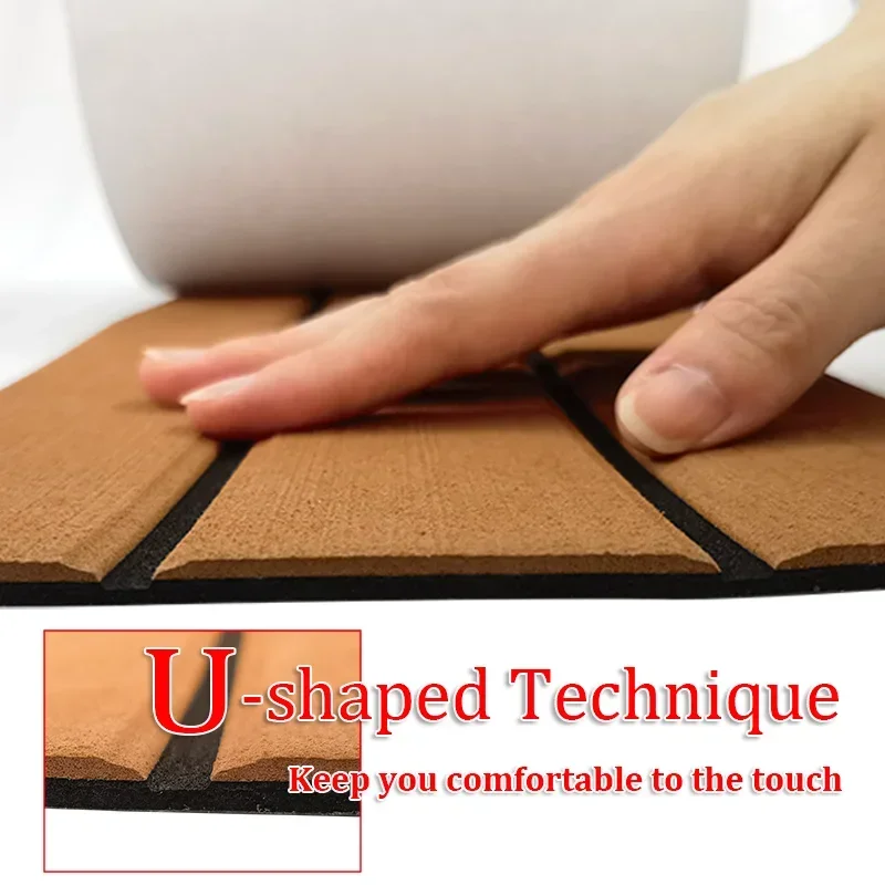 580x2400x5mm EVA Foam Faux Teak Boat Decking Mat Brown Deck Sheet Yacht Flooring Anti Skid Mat Self Adhesive Vehicle Pad - Daisan Mart