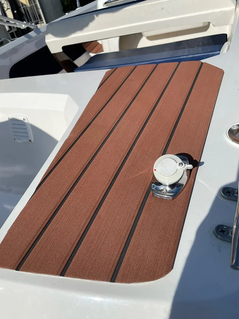 580x2400x5mm EVA Foam Faux Teak Boat Decking Mat Brown Deck Sheet Yacht Flooring Anti Skid Mat Self Adhesive Vehicle Pad - Daisan Mart