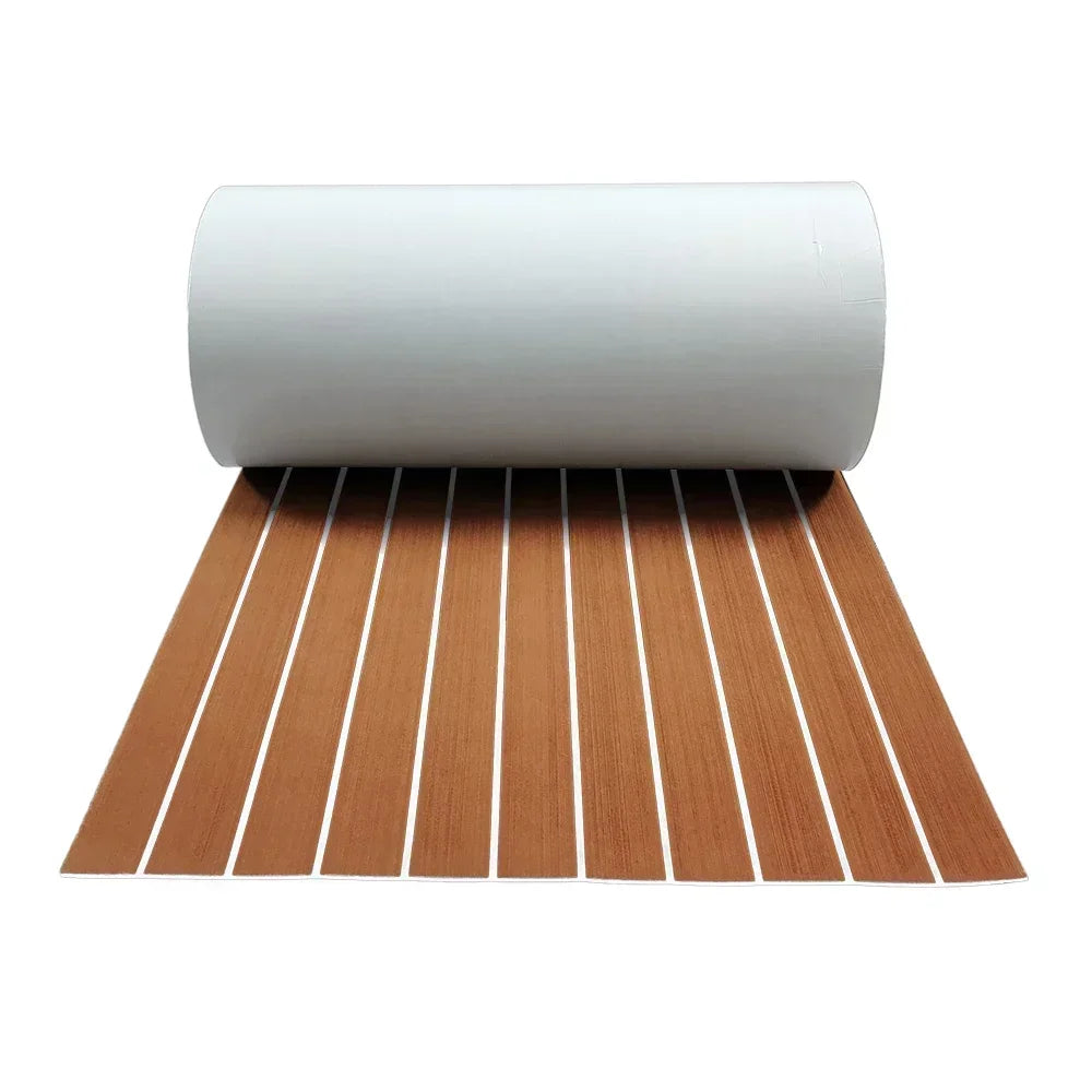 580x2400x5mm EVA Foam Faux Teak Boat Decking Mat Brown Deck Sheet Yacht Flooring Anti Skid Mat Self Adhesive Vehicle Pad - Daisan Mart