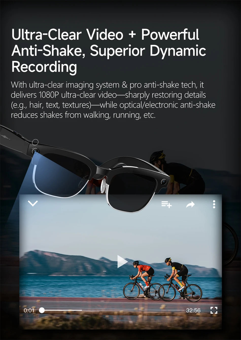 Kính Thông Minh LIGE 4K AI, Camera 800W, Bluetooth, Cảm Ứng - Daisan Mart