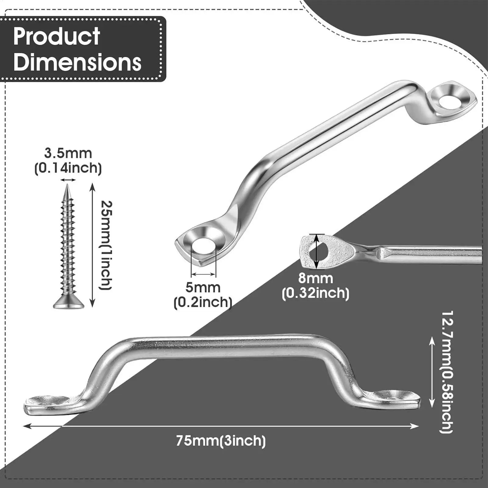 Móc Neo Inox 4X Chịu Lực, Chống Gỉ, Kèm Vít Lắp - Daisan Mart