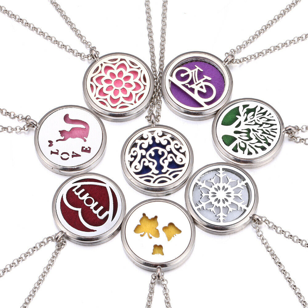 Metal Stainless Steel Pendant Necklace Open Locket Perfume Aroma Essential Oil Diffuser Necklace For Women Girls - Daisan Mart