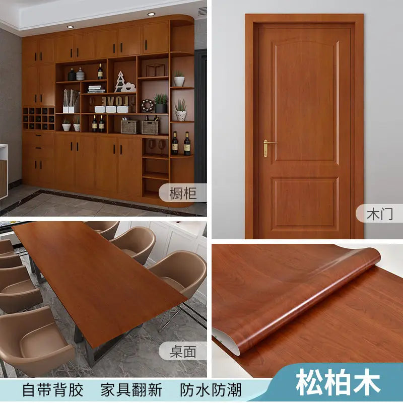 Giấy Dán Tường Gỗ Chống Nước 10m Dán Tủ Đa Năng