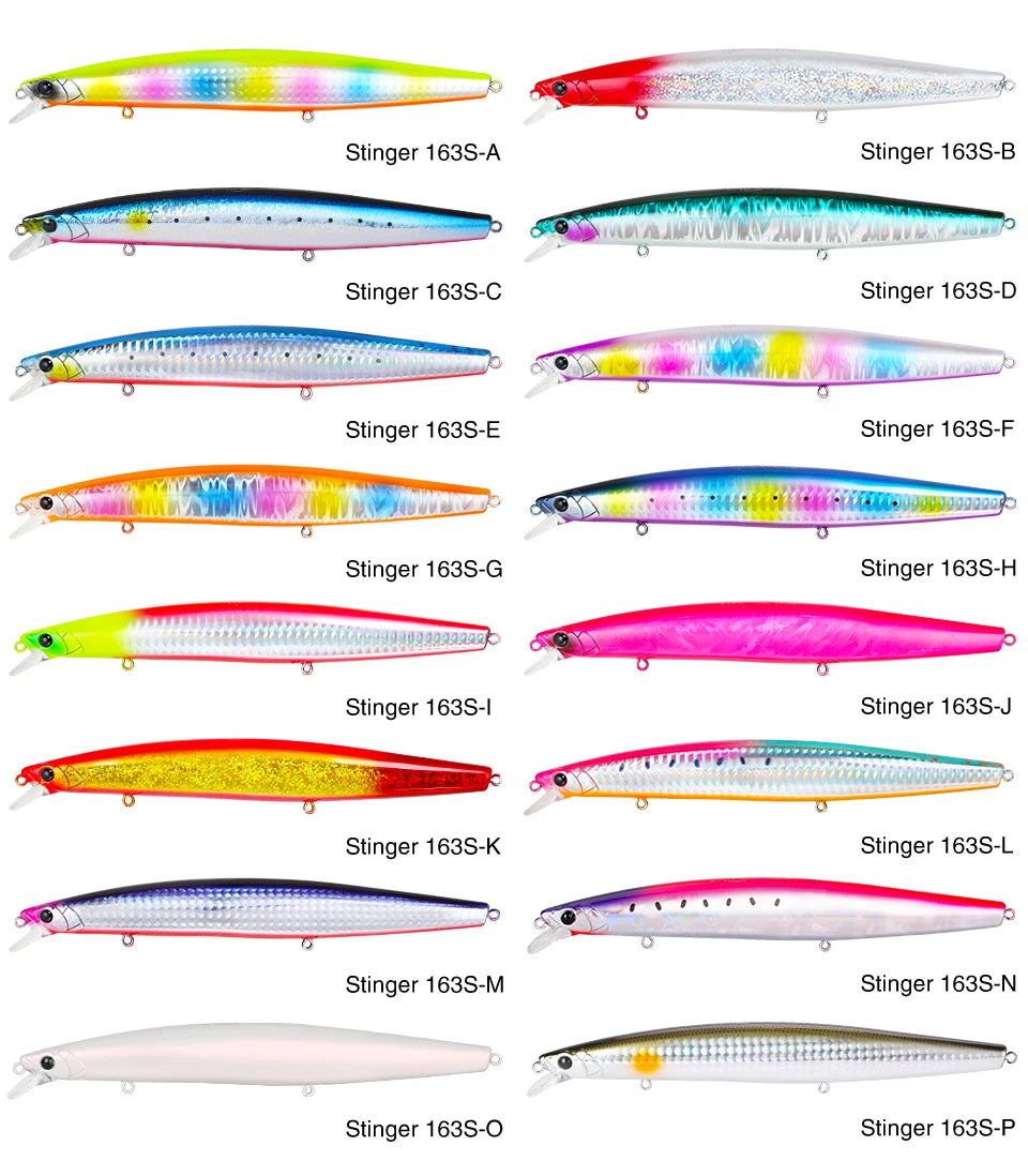 TSURINOYA 34.2g STINGER 163S Sinking Minnow 163mm Sea Fishing Lure Hard Artificial Pike Fishing Baits Tackle DW119 - Daisan Mart