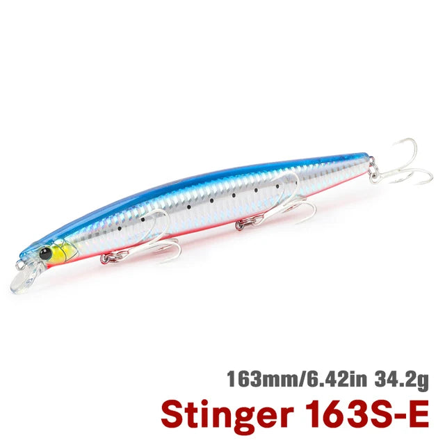 TSURINOYA 34.2g STINGER 163S Sinking Minnow 163mm Sea Fishing Lure Hard Artificial Pike Fishing Baits Tackle DW119 - Daisan Mart